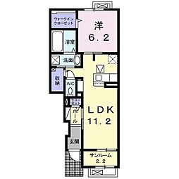 ウィル・アルカディア 1階1LDKの間取り
