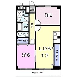 ウインドスクエア 2階2LDKの間取り