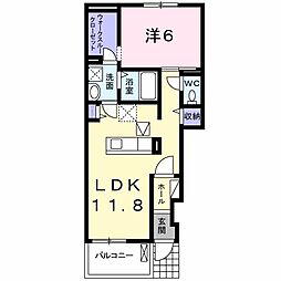 ピエーノディルース 1LDKの間取図画像