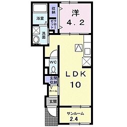 グランデフィオーレ木園B 1LDKの間取図画像