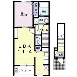 シャルールメゾンK・MB 1LDKの間取図画像