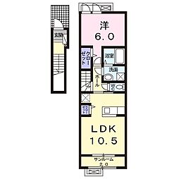 ヴィラ・アンジュ 2階1LDKの間取り