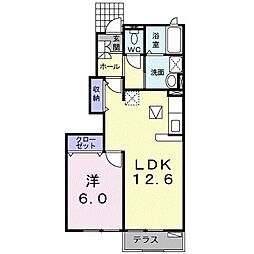 サン・ヒルズＣ 1階1LDKの間取り