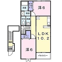 ソレイユB 2LDKの間取図画像