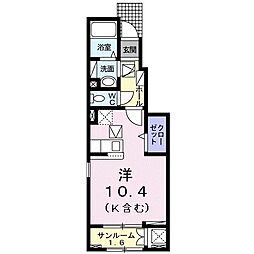 コモドガーデン ワンルームの間取図画像