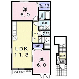 エスポワール久米 2LDKの間取図画像