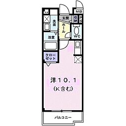 トラッド美里B ワンルームの間取図画像