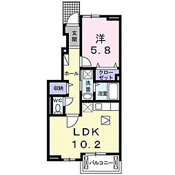 ルガート 1LDKの間取図画像