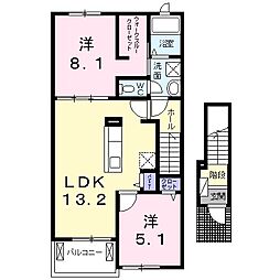 ラ・ブレーメンA 2LDKの間取図画像