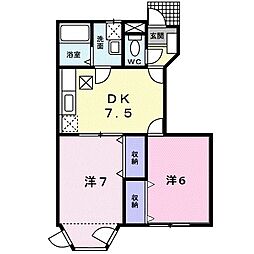 ロジュマン1 2DKの間取図画像