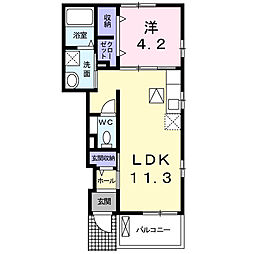 サンゴールドミズホA 1LDKの間取図画像