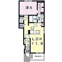 ベルヴィー　寺の前 1階1LDKの間取り