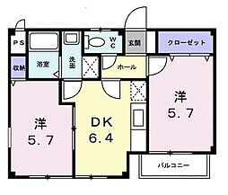 コンチェルト 2DKの間取図画像