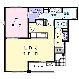 プリート2 1LDKの間取図画像