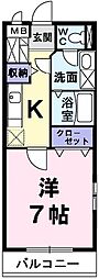プリムヴェール 1階1Kの間取り