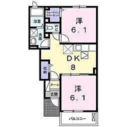 メゾンドペシェ 2DKの間取図画像