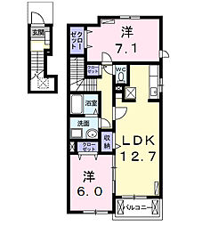 ベラージオＡ 2階2LDKの間取り