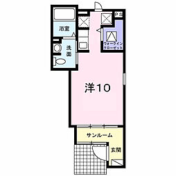 ホワイトヒューレ2 ワンルームの間取図画像
