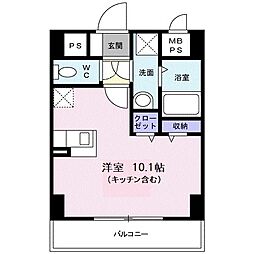 メゾンドレイ ワンルームの間取図画像
