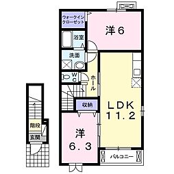 パインストリームB 2LDKの間取図画像