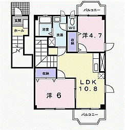 ラフィーネ・プロムナードA 2LDKの間取図画像
