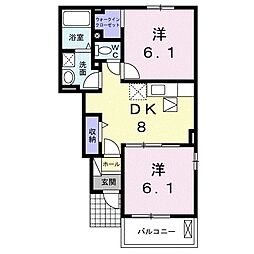 コート・リジエールIII−Ｂ 1階2DKの間取り