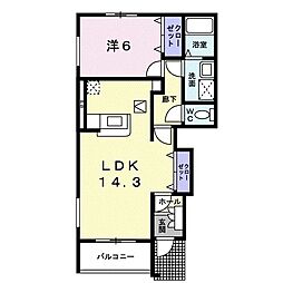 ルシヨンD 1LDKの間取図画像