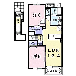 ラフィークＡ 2階2LDKの間取り