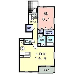 ラ・メール　トロワ 1階1LDKの間取り