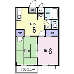 レジデンス乙金 2DKの間取図画像