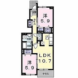 ピアチェヴォーレ1 2LDKの間取図画像