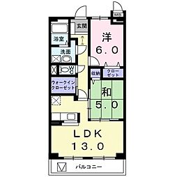 Ｅｖｅｒ　Ｇｒｅｅｎ　Ｆｕｊｉ 3階2LDKの間取り