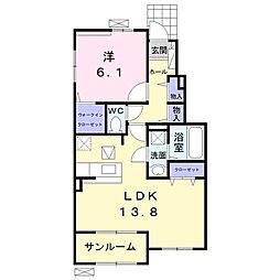 アリエッタコリーナA 1LDKの間取図画像