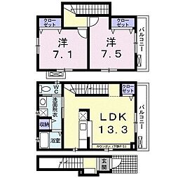 グローリア西麻布 2階2LDKの間取り
