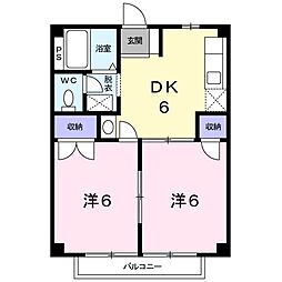 エクセルサンスメール　Ｂ棟 1階2DKの間取り
