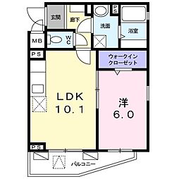 Ｋ’ｓアルカンシェル 1階1LDKの間取り