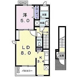 サニープロムナード2 1LDKの間取図画像