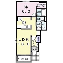 エスポワール吹上 1階1LDKの間取り