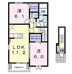 サンシーダー2 2LDKの間取図画像