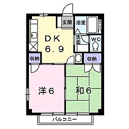 コーポさざんか2 2DKの間取図画像