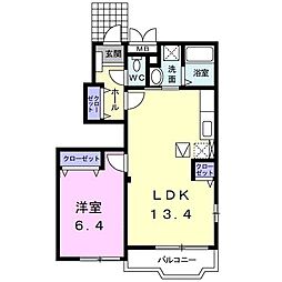 ベルグランA 1LDKの間取図画像