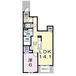 フォレストひばりおか 1LDKの間取図画像