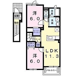 メゾン薬師堂1 2LDKの間取図画像