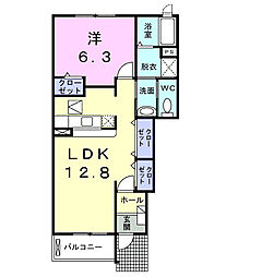 パークアヴェニューＣ 1階1LDKの間取り