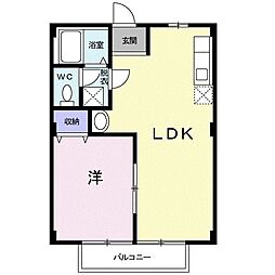 メゾンビレッジ堤 2階1LDKの間取り