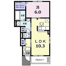 カルム・メゾン 1LDKの間取図画像