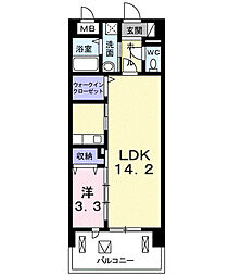 レオパレスプルニエ 1LDKの間取図画像
