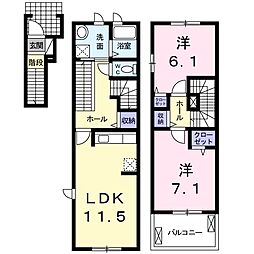 グラシエル 2LDKの間取図画像