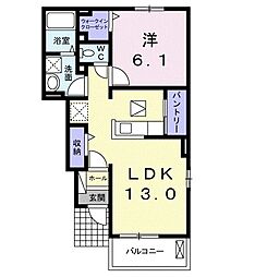 アニメートA 1LDKの間取図画像