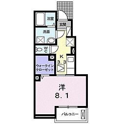 ピーフォー 1階1Kの間取り